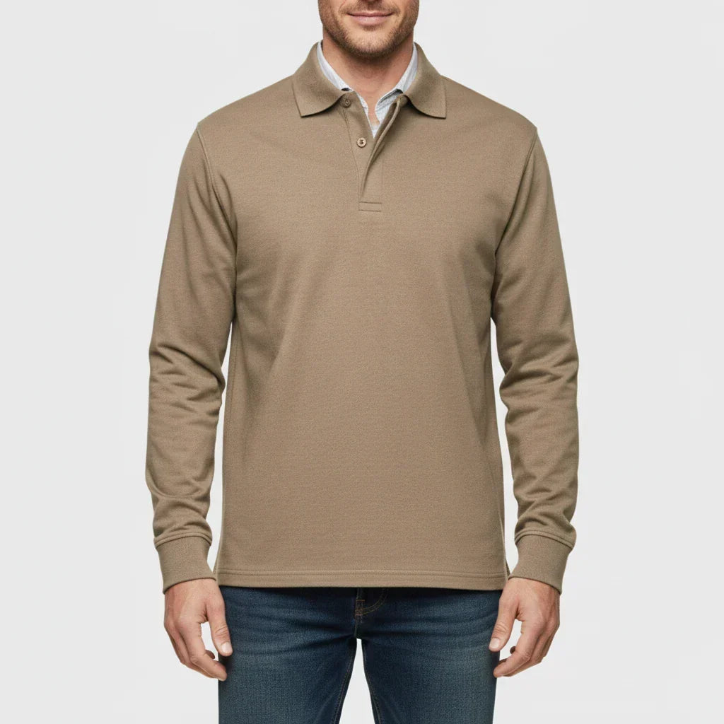 Herre Langærmet Polo T-shirt – Smart Casual Top til Dagligdags- og Kontorbrug