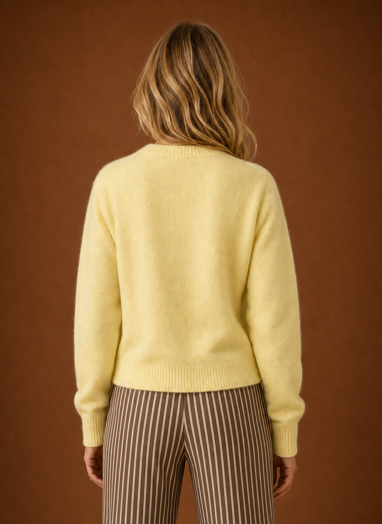 Dame Strikket Cardigan - Knappet Crew Neck Sweater | Areleon