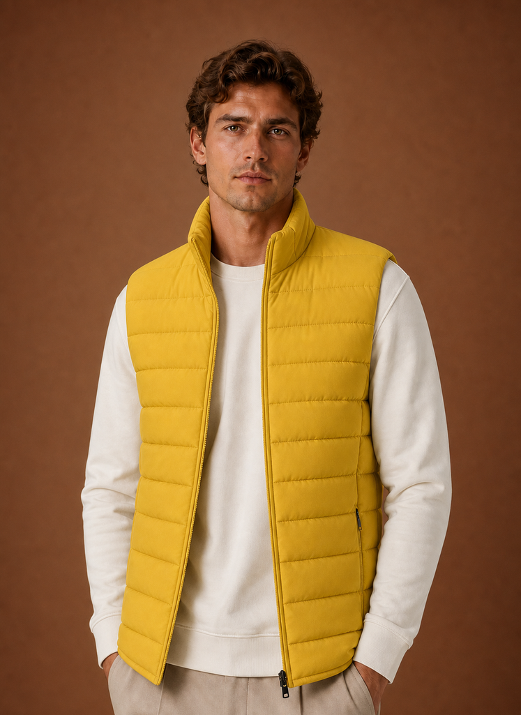 Herre Puffer Vest - Letvægts Quiltet Vinter Gilet | Areleon
